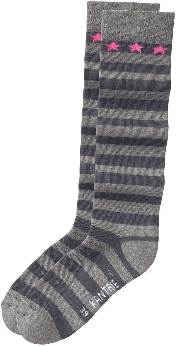 KANTRIE Kniestrümpfe, anthrazit/grau gestreift